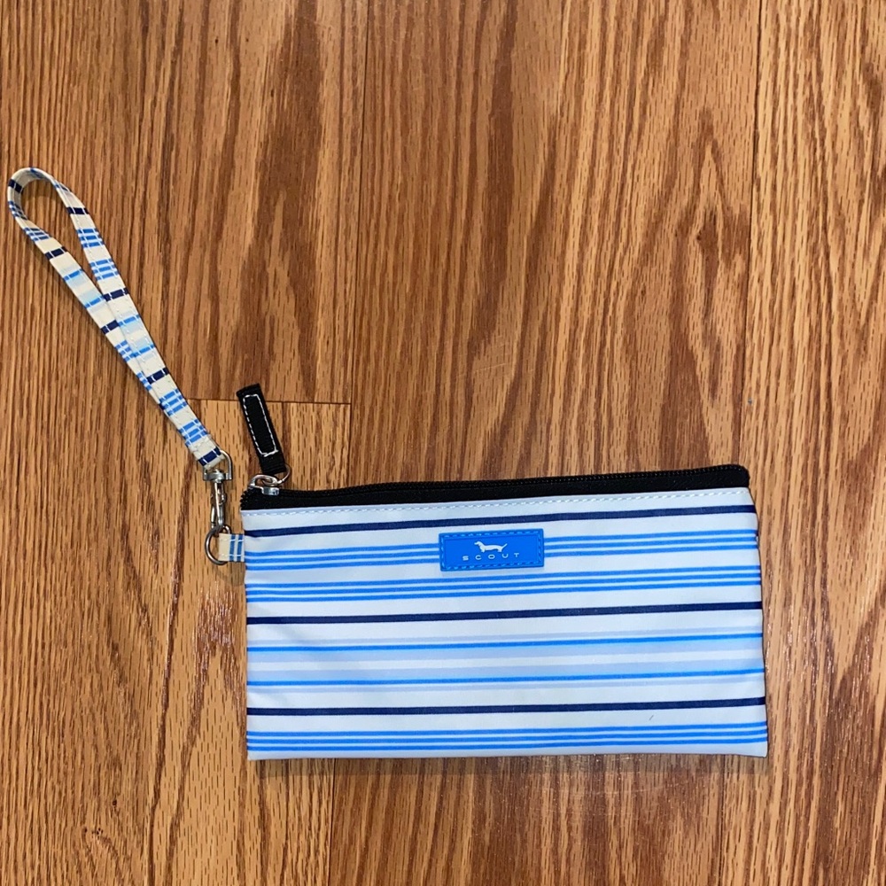 Scout Blue and White Striped Wristlet